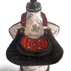 Concubine Handmade Faux Fur Handbag – Red Quilted Panel – Goth / Y2K